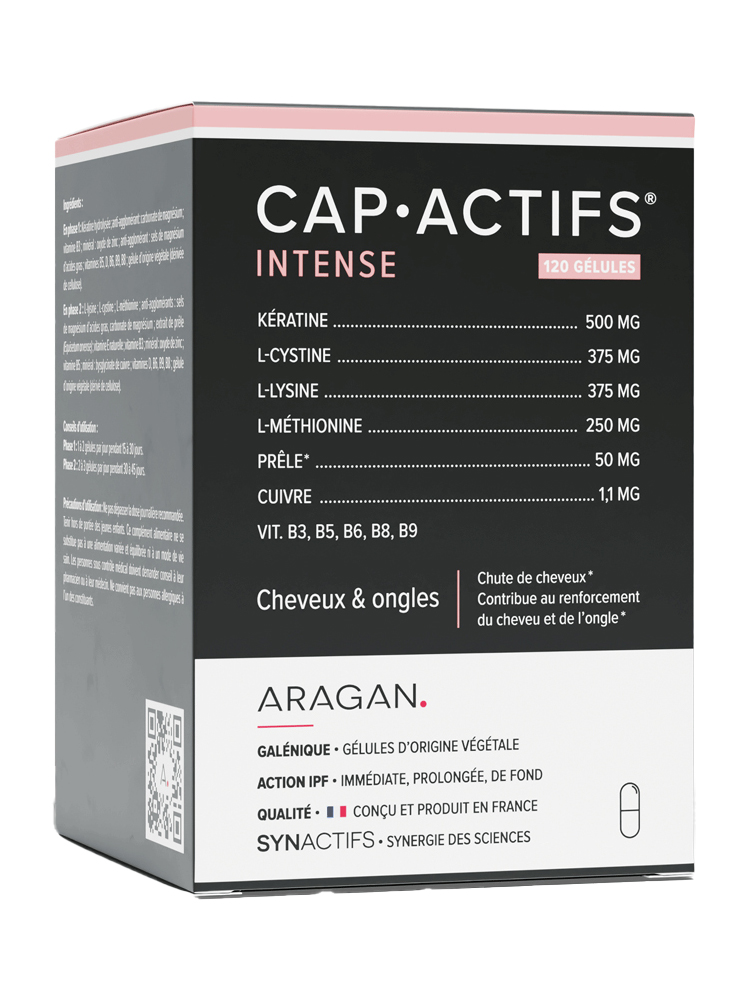 Synactifs Capactifs® Intense - Renforcement Des Cheveux et Des Ongles – Kératine Cuivre Zinc et Vitamines - 120 Gélules
